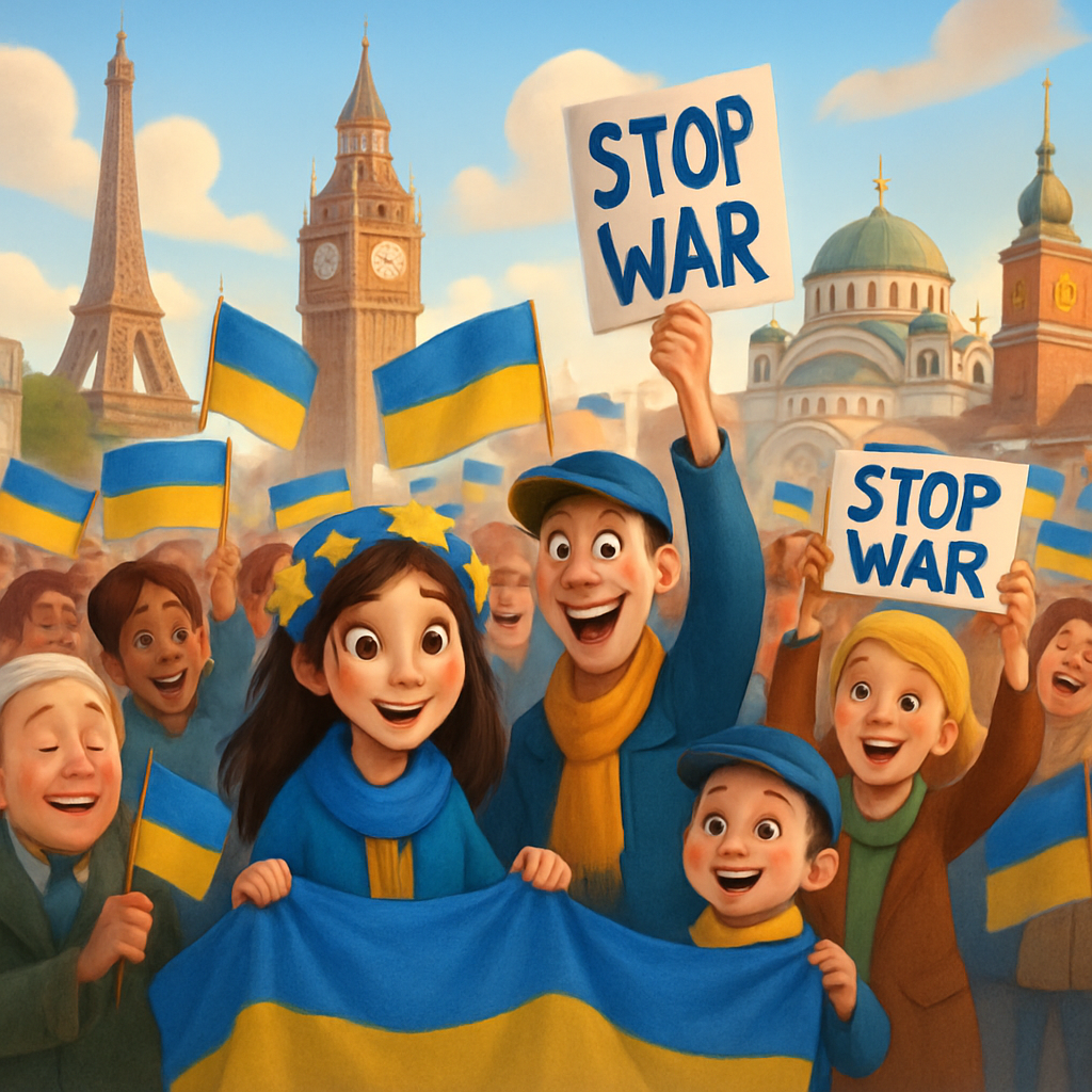 In Paris, London, Zurich, Belgrade and Warsaw, demonstrations were held in support of the Ukrainian people