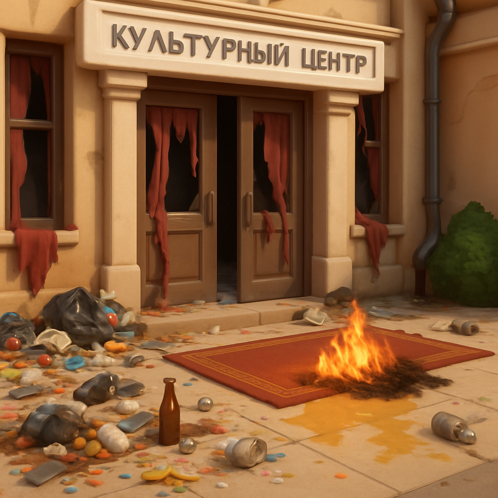 Вандалы нанесли серьезный ущерб культурному центру Хлораки (Пафос): сожгли ковер, уничтожили шторы, помочились перед входом и завалили центр мусором