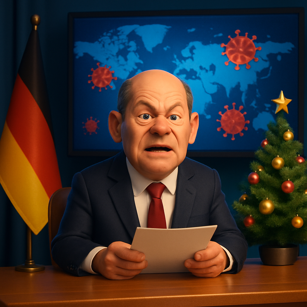 In the text of his New Year's address, the Chancellor describes a world in permanent crisis mode and insists on his ability to act