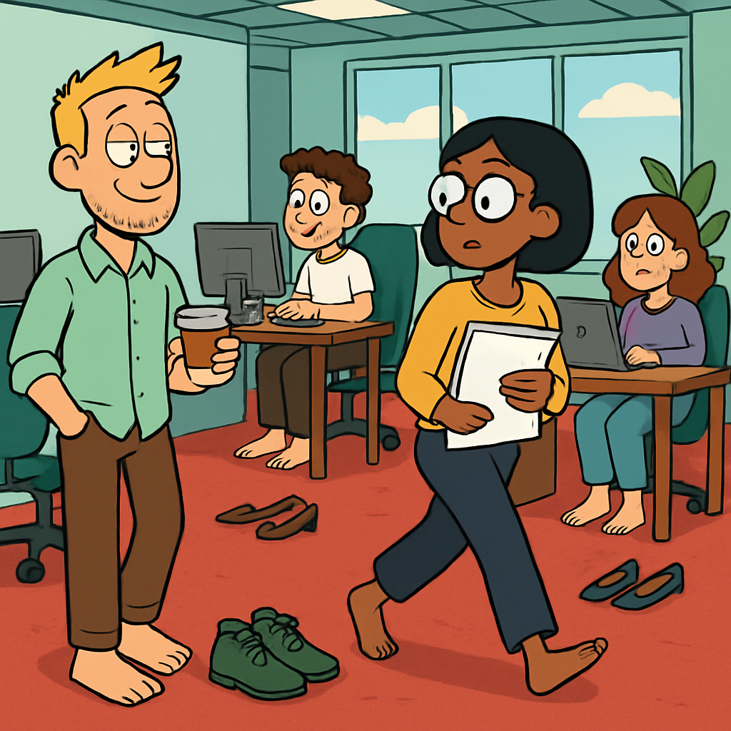 Some start-ups, blurring the lines between home and office, are embracing a “no shoes” policy