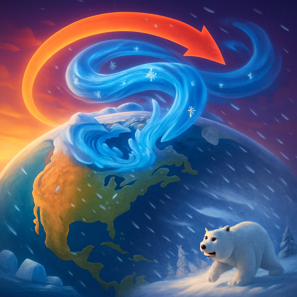 A warming Arctic can stretch the polar vortex, a high-altitude air ribbon, one says