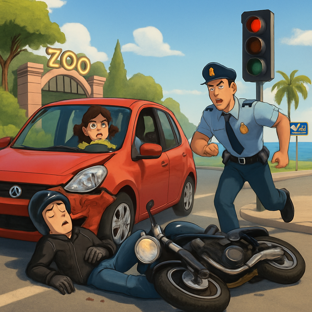 A traffic accident just occurred in Limassol near the zoo, at the intersection of Lord Byron and sea road.