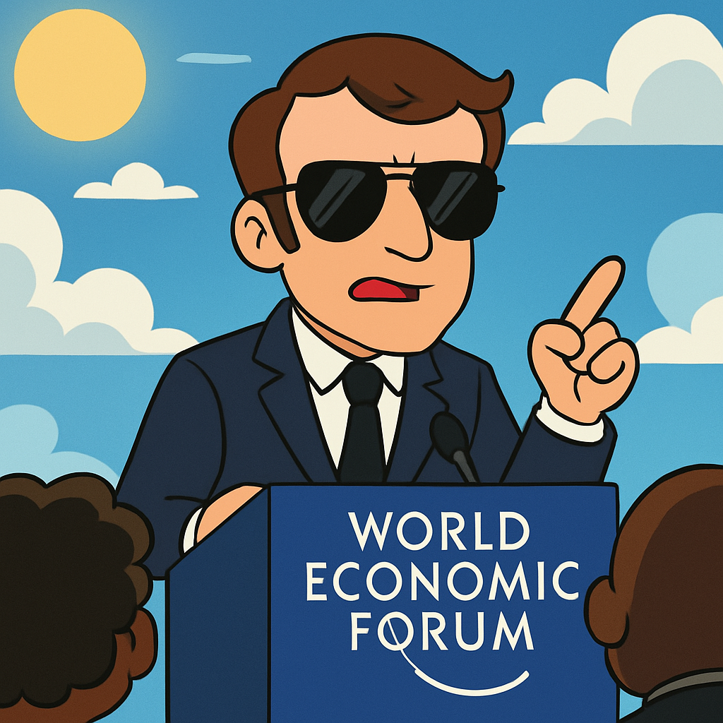 An eye condition, not a style choice, prompted President Emmanuel Macron of France to don aviators to address the World Economic Forum