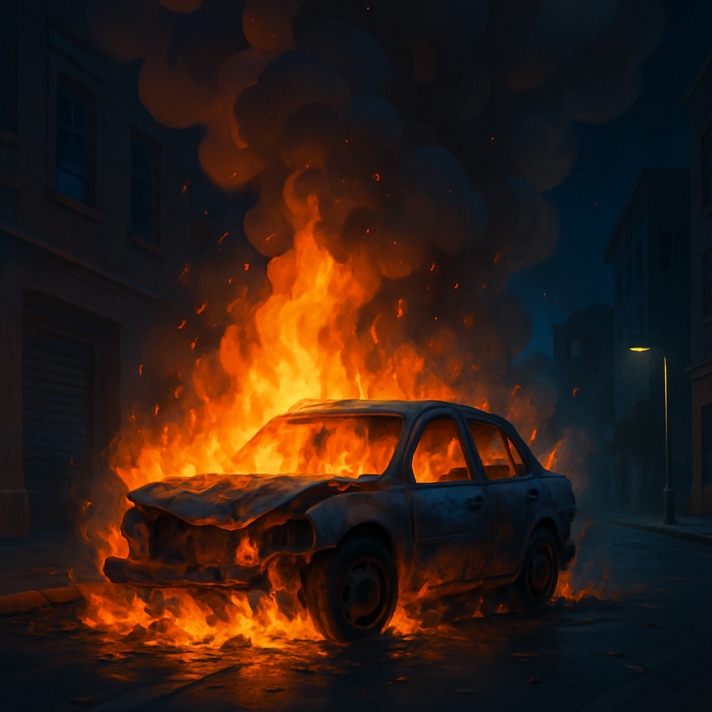 A car caught fire in Limassol during the night and was completely destroyed as a result