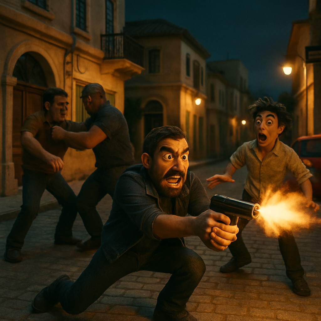 Video of a fight and shooting on the central street of Larnaca