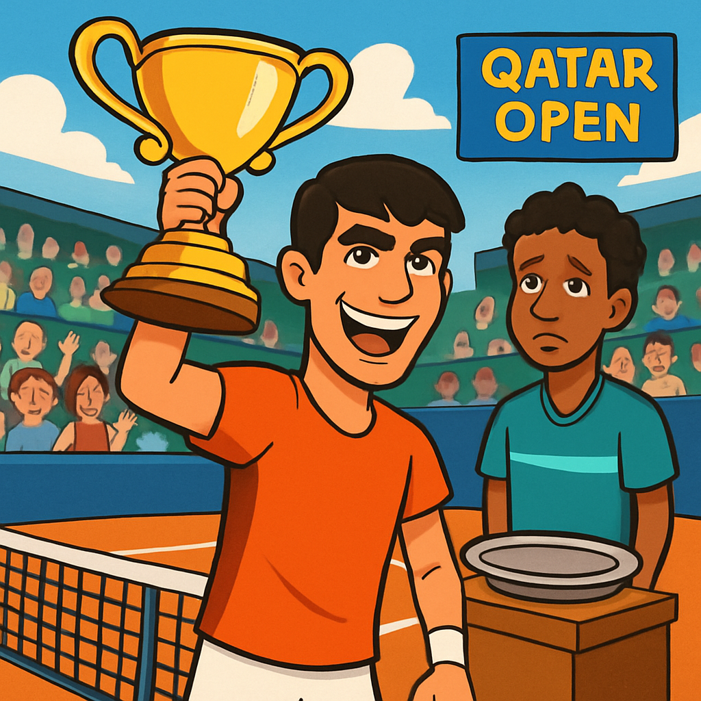 El número 1 del mundo, Carlos Alcaraz, mejoró a 12-0 en 2026, derrotando a Arthur Fils 6-2, 6-1 para ganar el Abierto de Qatar, mientras que Fils culminó una semana de gran avance con un segundo puesto en Doha