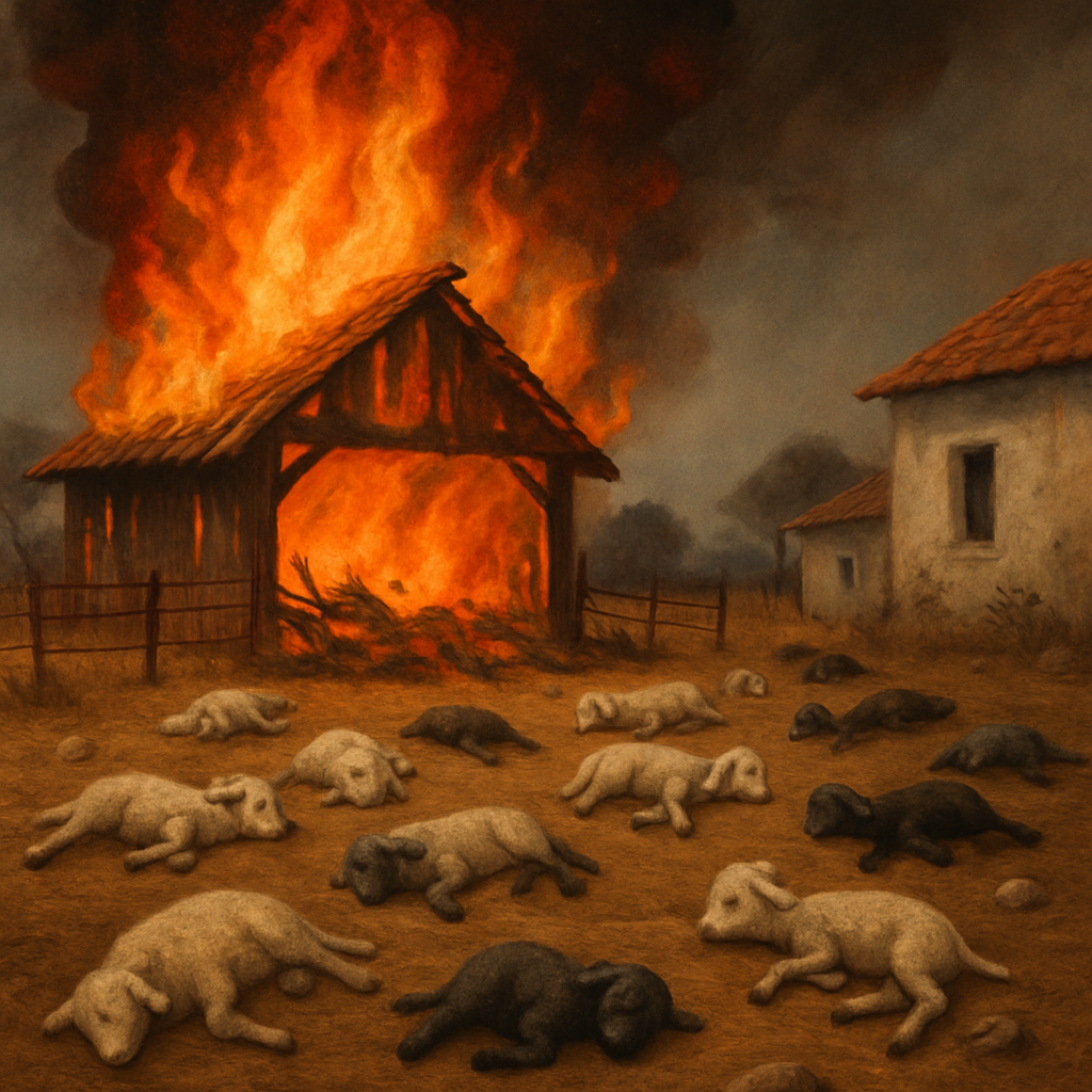 Yesterday, a fire broke out on a farm in the village of Meniko, resulting in the deaths of more than 1000 newborn sheep and goats