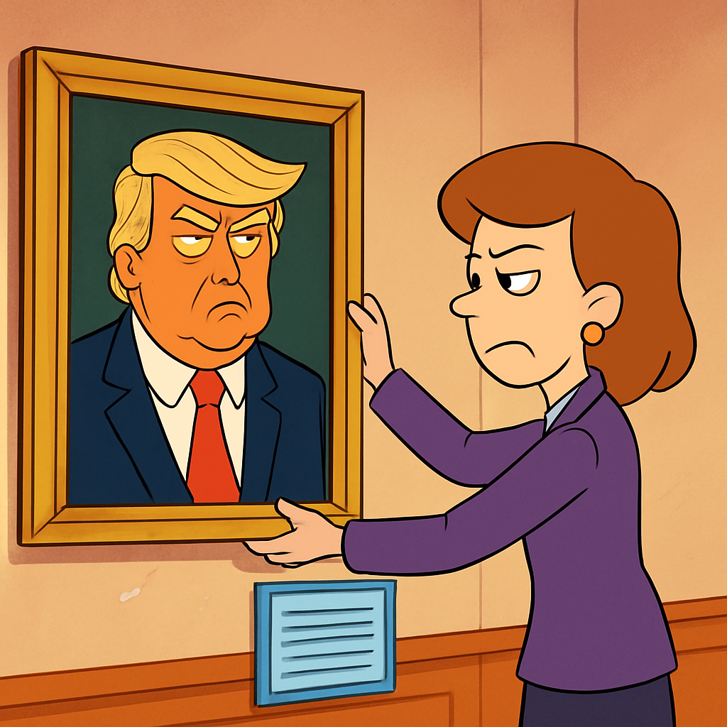 When the National Portrait Gallery replaced a portrait of President Trump this week, it took down a biography of his first term