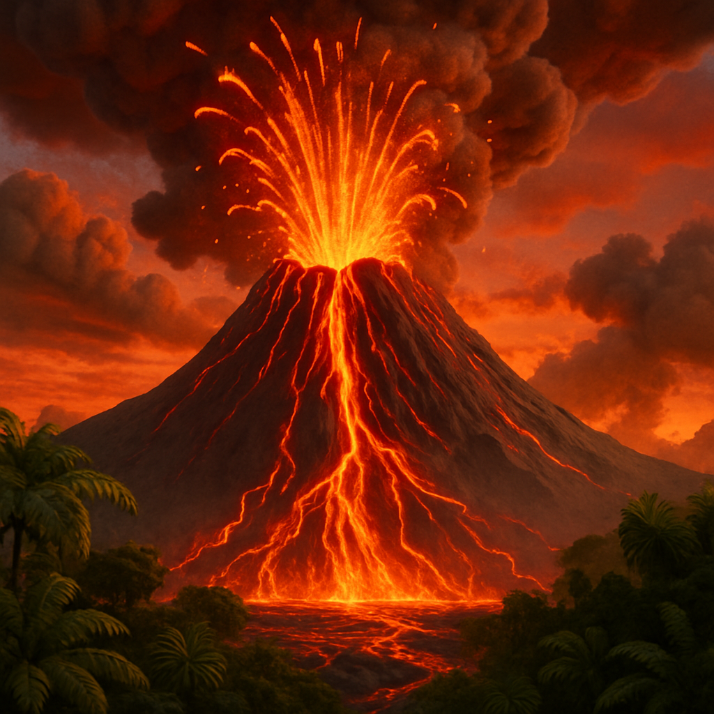A large volcano in Hawaii began erupting on Sunday afternoon, sending fiery fountains of lava and hot ash high into the sky.
