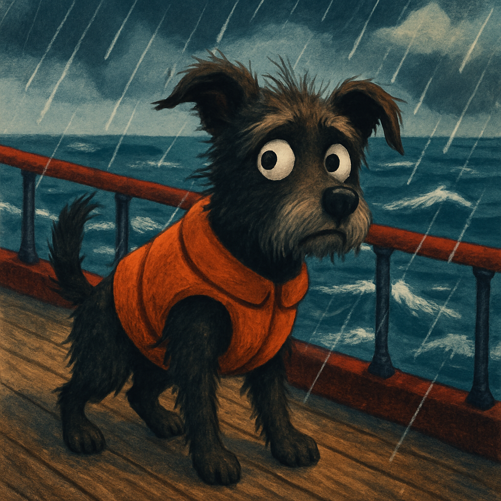 How would a 10-year-old terrier mutt, averse to flying, fare during eight days at sea