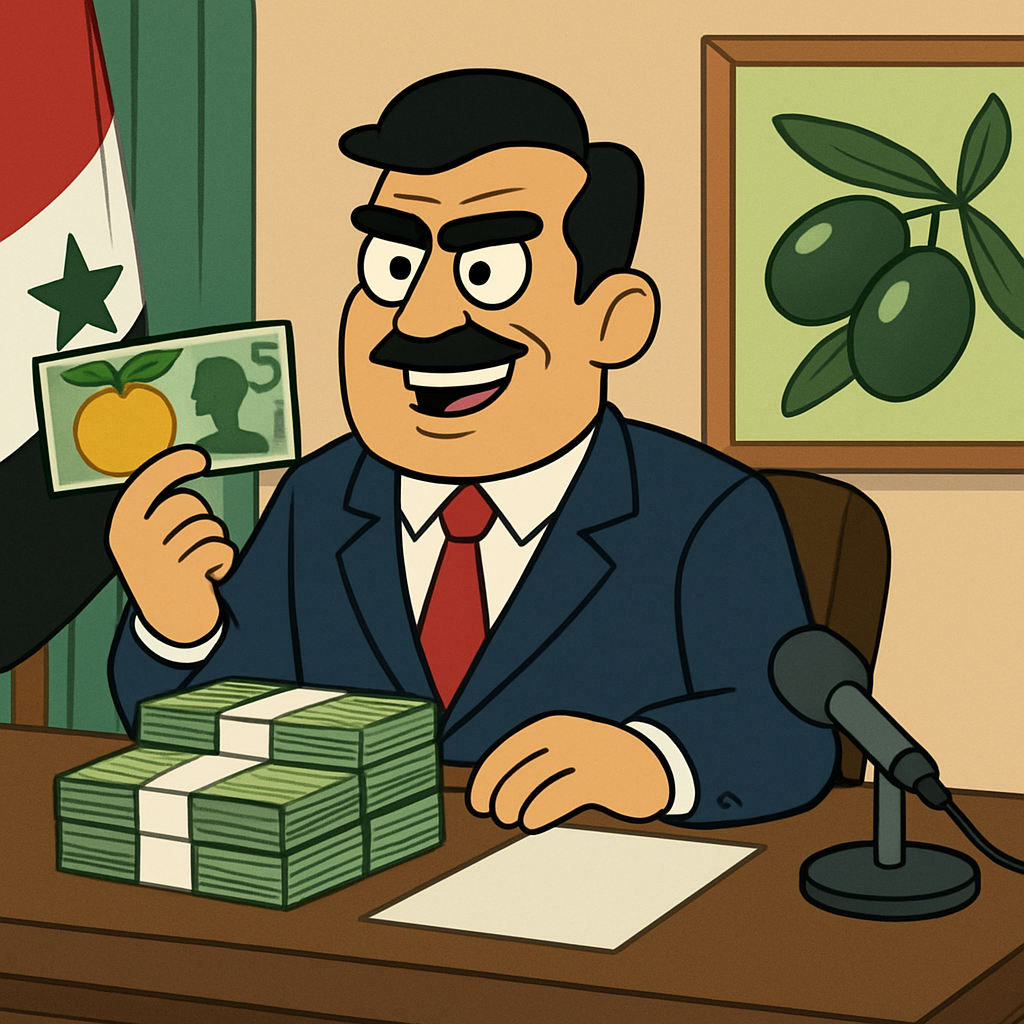 President al-Sharaa introduced redesigned bills featuring agricultural symbols, such as oranges and olives, entering circulation 1 January