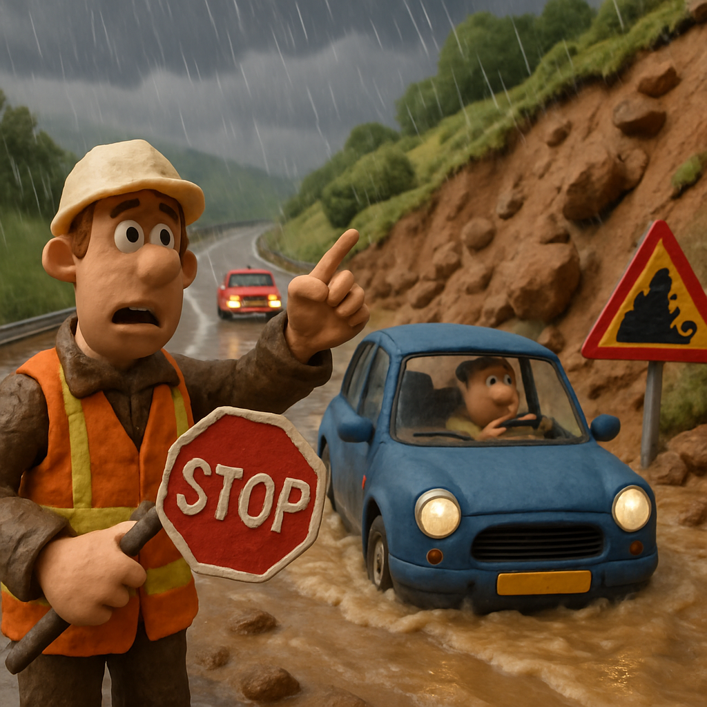 Due to heavy rains on the Limassol-Paphos highway, there are landslides and water accumulation