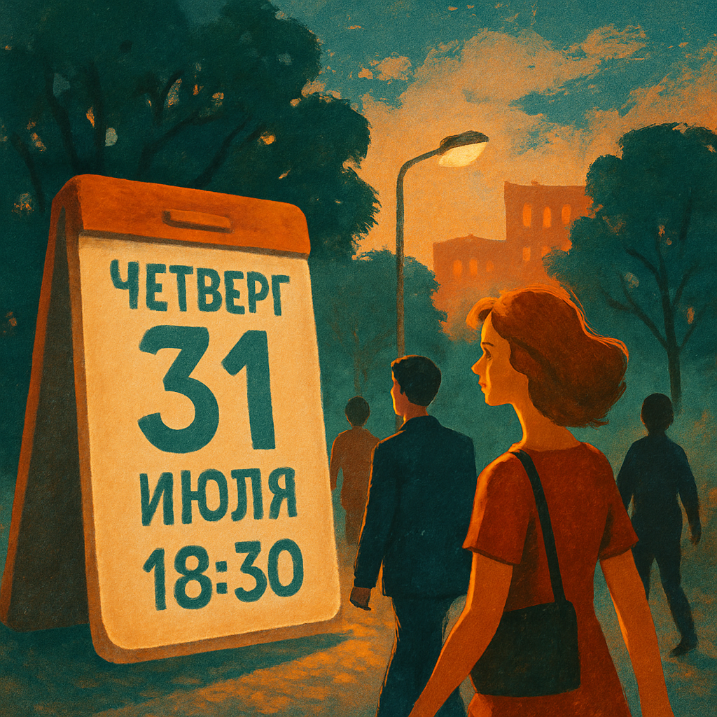 Уточняется, что мероприятие пройдет в четверг, 31 июля, в 18:30