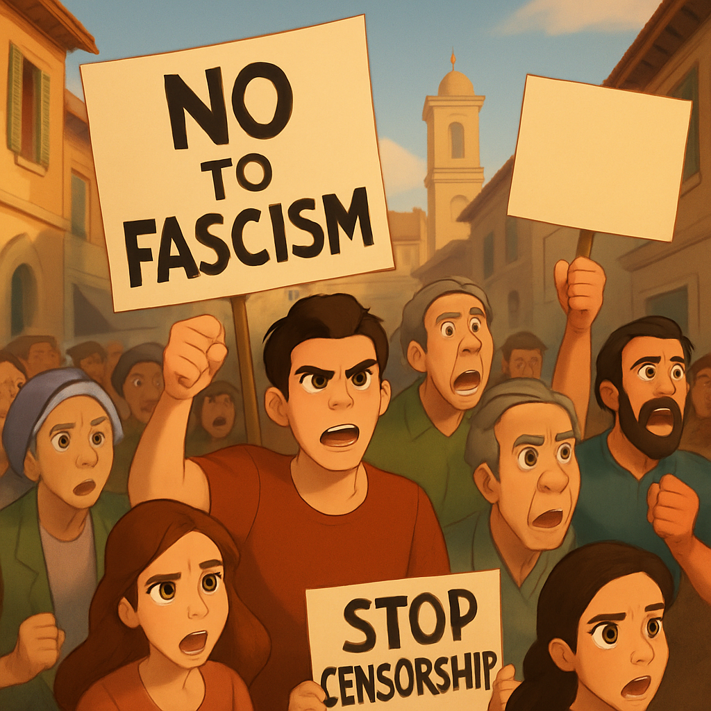 В Никосии собрались сотни демонстрантов, чтобы протестовать против того, что они назвали атмосферой фашистского запугивания и цензуры в отношении художника Джорджа Гавриэля