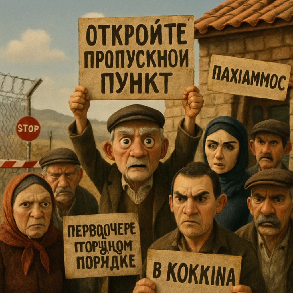 Жители деревни Пахиаммос потребовали от президента Кипра в первоочередном порядке открыть пропускной пункт в турецко-кипрский эксклав Коккина