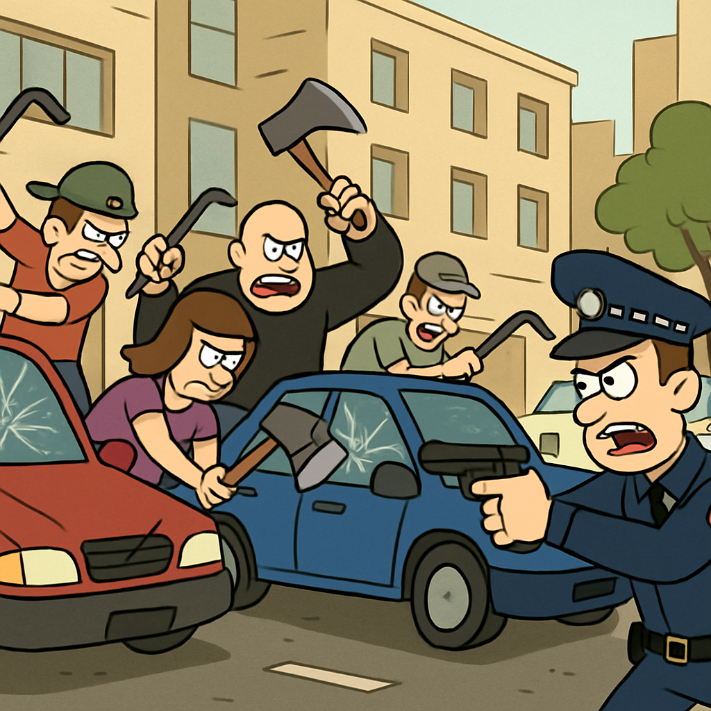 An armed confrontation occurred in the center of Larnaca: a group of people with crowbars and axes damaged cars, and then shots were fired