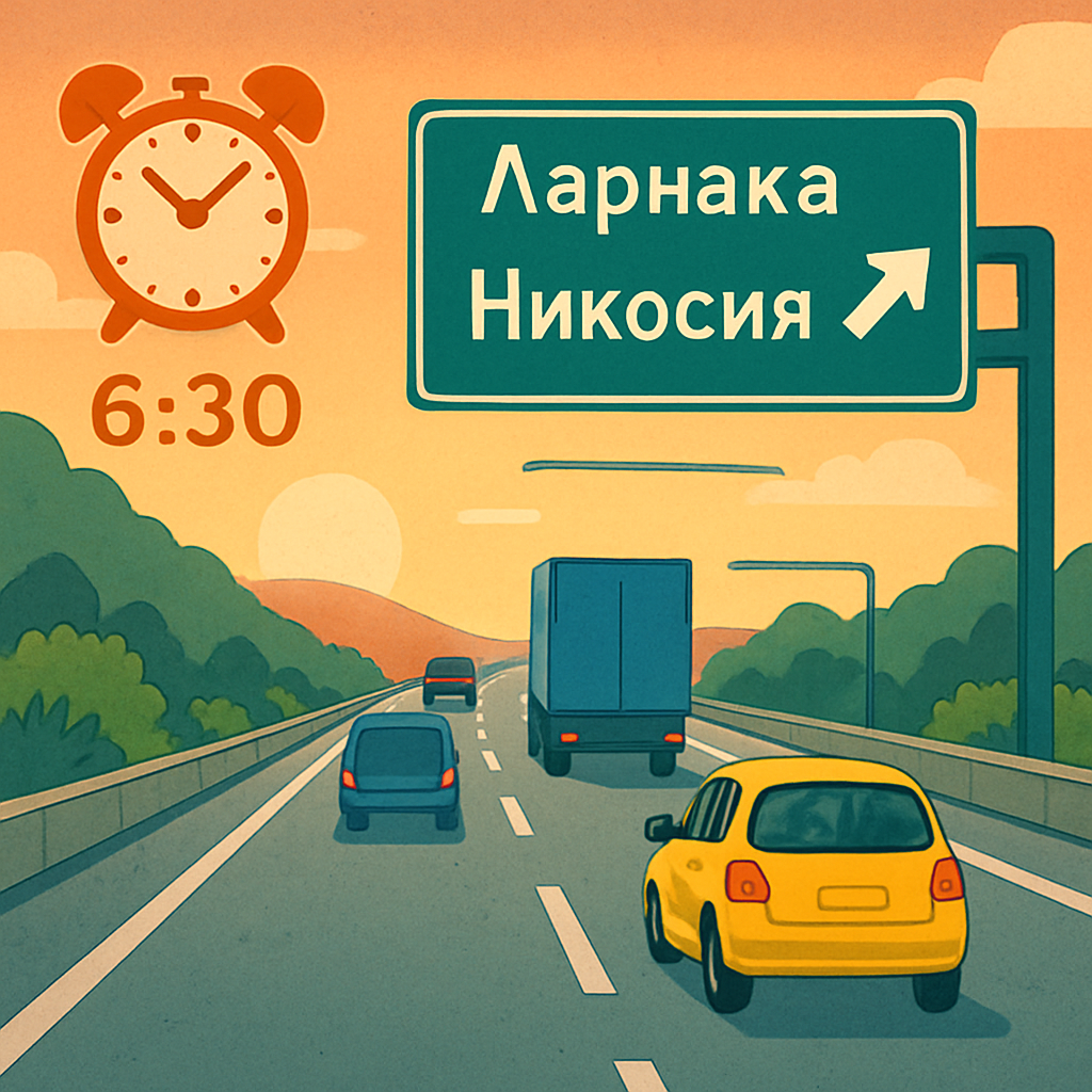 6:30, Пирга, дорога Ларнака — Никосия