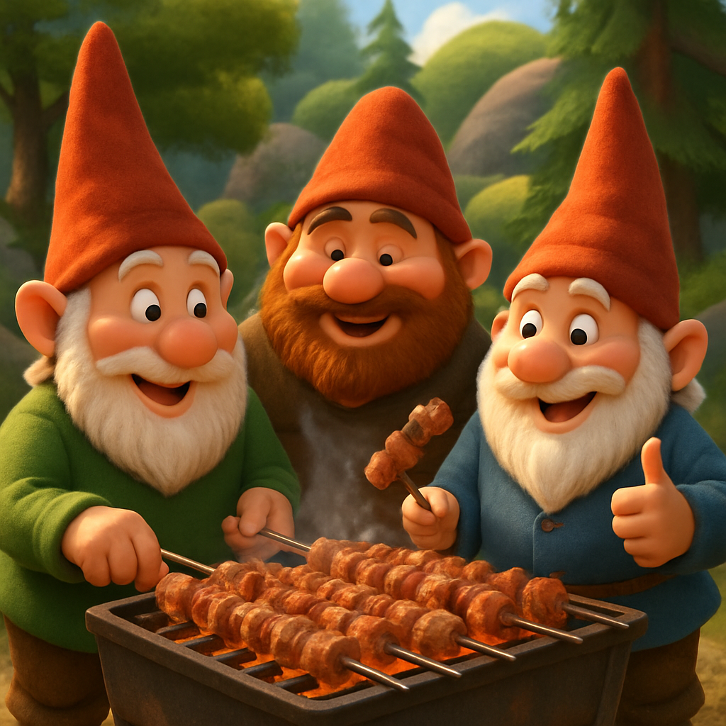 The gnomes from Gnomes Hill in Troodos are also celebrating Tsiknopempti and grilling souvla