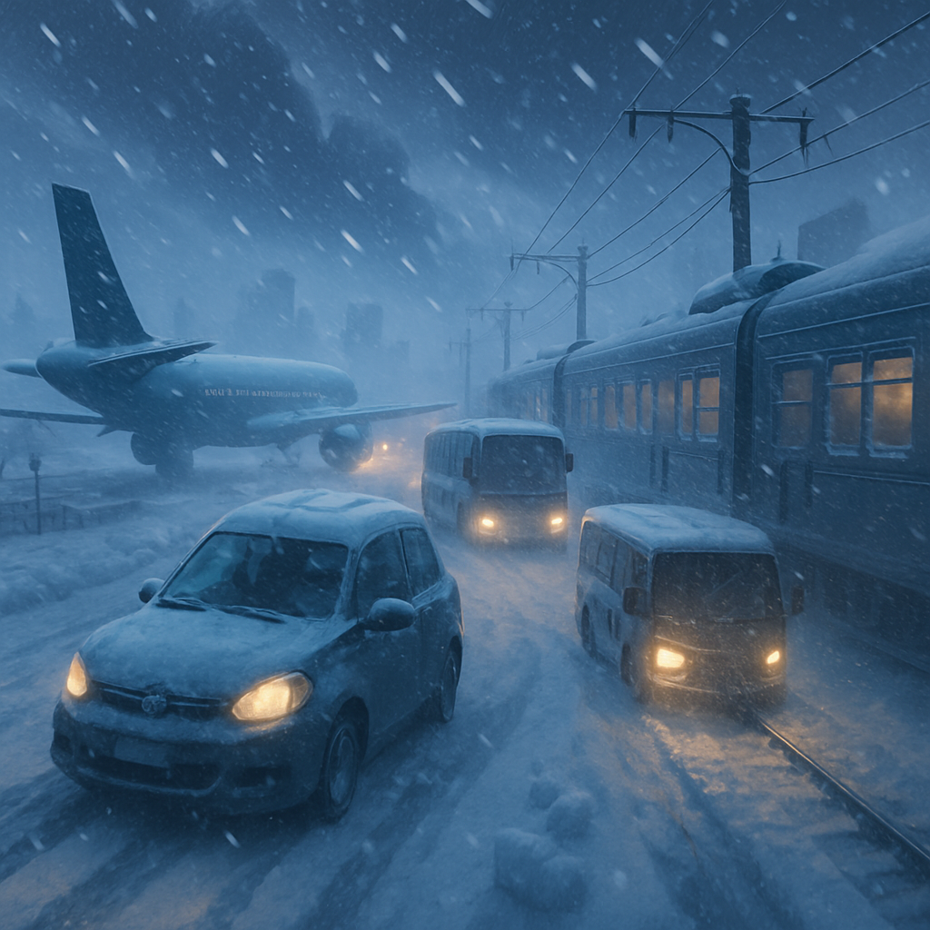 La intensa nevada y los fuertes vientos interrumpieron el tráfico por carretera, ferrocarril y aéreo en el sur de Rumanía, con retrasos reportados en Bucarest y vuelos desviados del aeropuerto de la capital.
