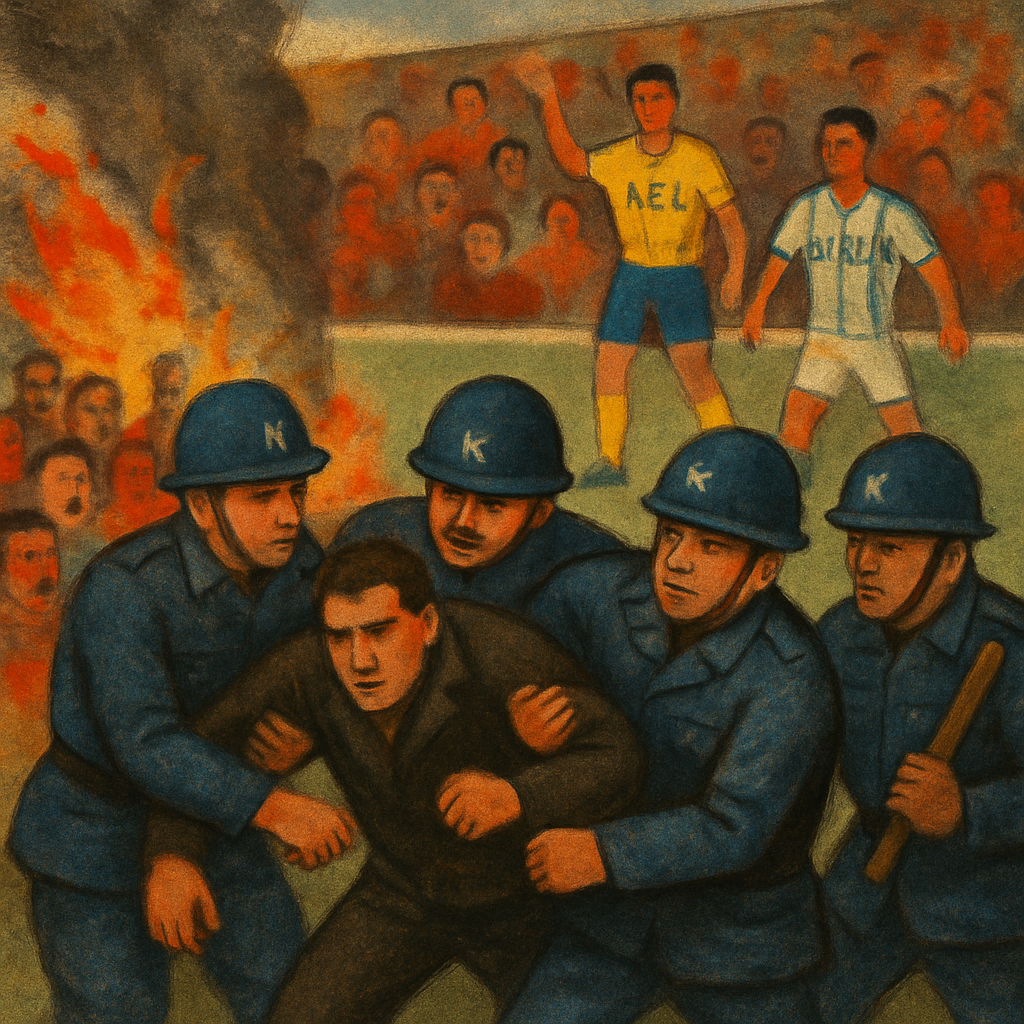 Вчера на Кипре в начале футбольного матча между командами AEL и APOLLON за беспорядки были арестованы четыре человека