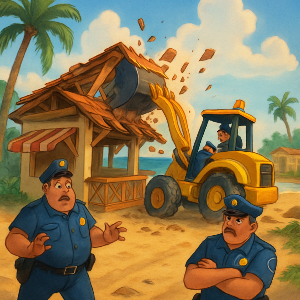The authorities have begun demolishing illegal structures on the Pervolia (Larnaca) coast as part of measures to protect the beach area